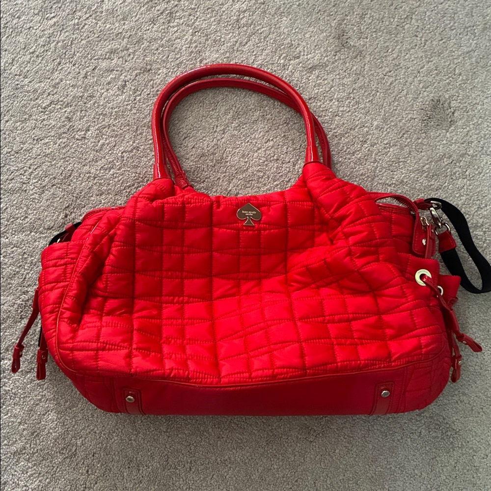 Kate Spade Chic Red Quilted Baby Bag